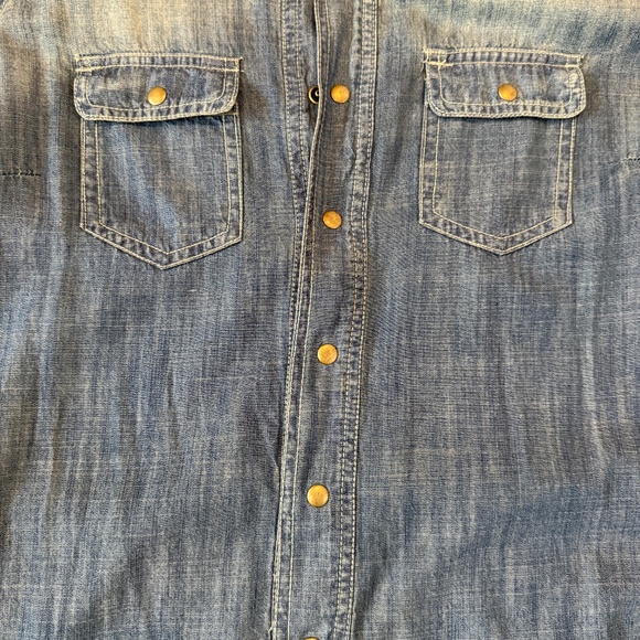 90s Life in Progress Distressed Denim Shirt Dress Roll Tab Sleeve Womans Size S - Picture 10 of 16